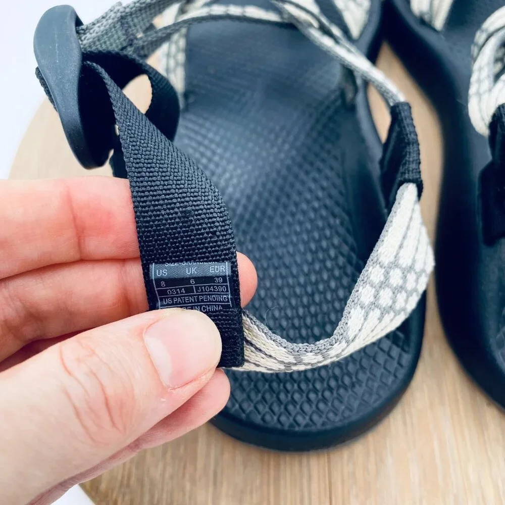 Chaco Women's Black Sandals with White Patterned Straps - Picture 5 of 10